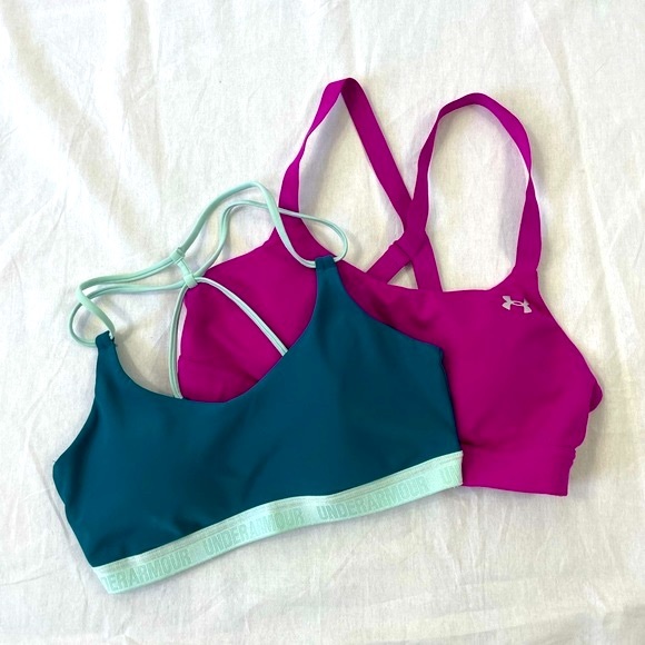 Under Armour Other - Under Armour Mid-Impact Compression Sports Bra Eclipse strap back set of 2